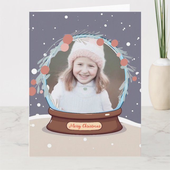 Weihnachts-Foto Snow Globe Karte (Vorderseite)