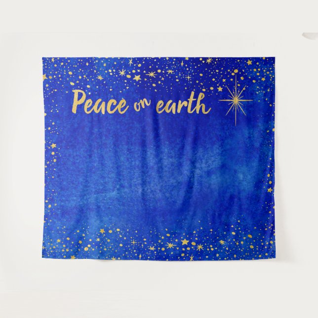 Weihnachts-Foto-Stand Hintergrund Gold Stars Fried Wandteppich (Vorderseite (Horizontal))