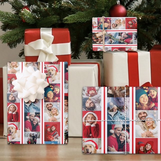 Weihnachts-Foto Streifen Collage Urlaub Geschenkpapier Set (Von Creator hochgeladen)