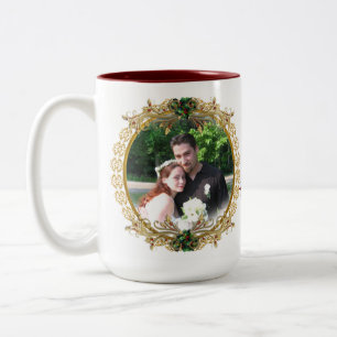 Weihnachts-Foto-Tasse Unsere ersten Weihnachten Zweifarbige Tasse