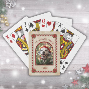Weihnachts-Foto vom Hund als Füllung für den Weihn Spielkarten