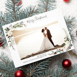 Weihnachts-Foto Wasserfarben Berries und Boys Feiertagskarte