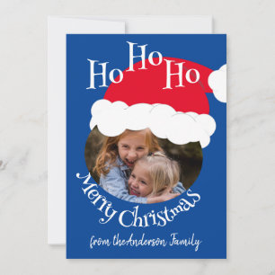 Weihnachts-Foto Weihnachtsmannmütze Niedlich Blue Feiertagskarte