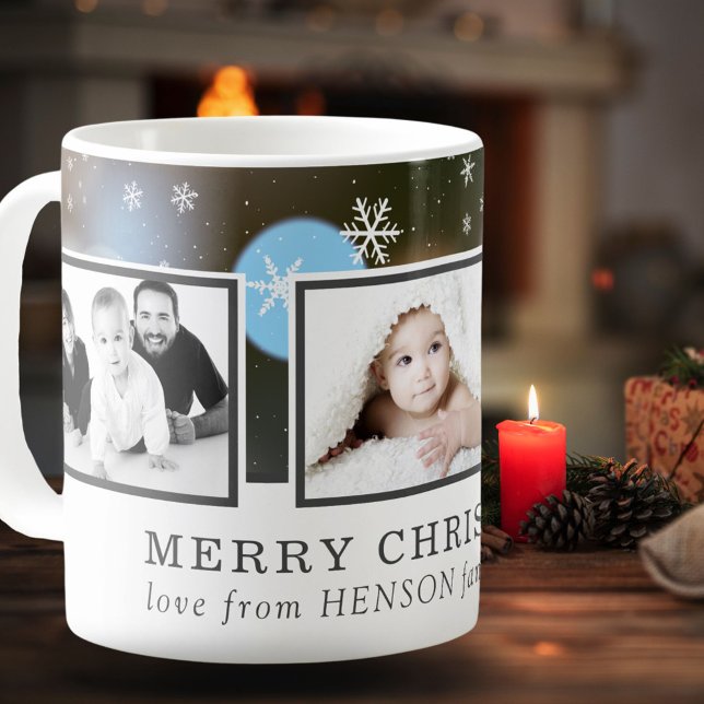 Weihnachts-FotoCollage Custom Familienurlaub Kaffeetasse (Von Creator hochgeladen)