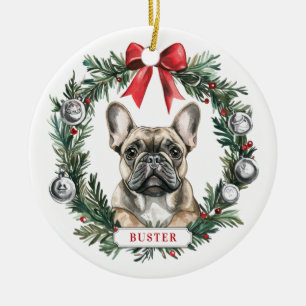 Weihnachts-Französisch Bulldog Keramik Circle Orna Keramik Ornament