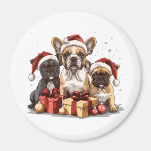 Weihnachts-Französisch-Bulldogs-Weihnachtsmannmütz Magnet