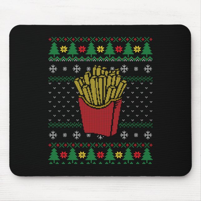 Weihnachts Französisch Fries Ugly Sweater Mousepad (Vorne)