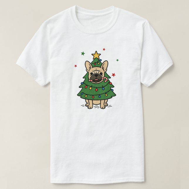 Weihnachts-französische Bulldogge T-Shirt (Design vorne)