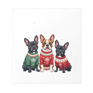 Weihnachts-Französische Bulldoggen Xmas Französisc Notizblock