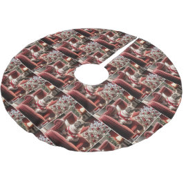 Weihnachts Französischer Bulldog auf einem roten S Polyester Weihnachtsbaumdecke