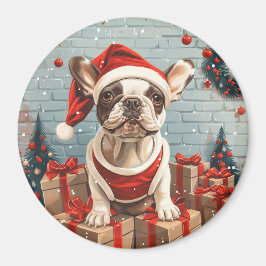 Weihnachts Französischer Bulldog Santa Dog Magnet