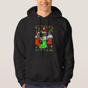 Weihnachts Französischer Bulldog Santa Socks Match Hoodie