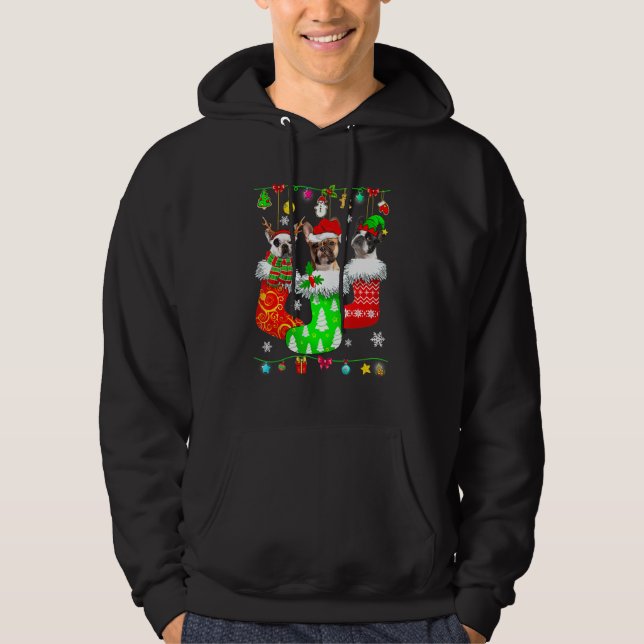 Weihnachts Französischer Bulldog Santa Socks Match Hoodie (Vorderseite)