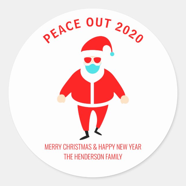 Weihnachts-Frieden 2020 Weihnachtsfeier Maske Ihre Runder Aufkleber (Vorderseite)