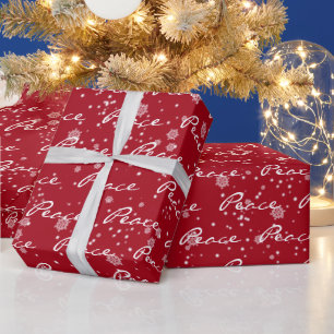 Weihnachts-FRIEDEN Text in Schneeflocken Geschenkpapier
