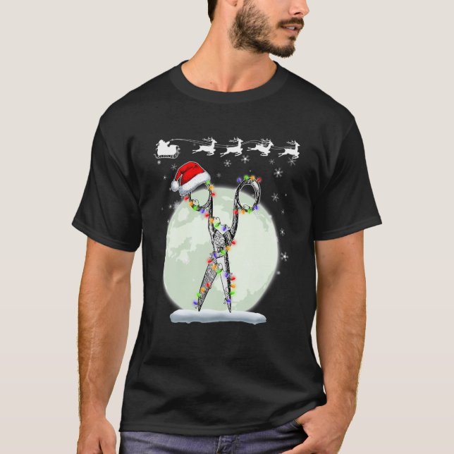 Weihnachts-Friseur-Schere mit dem Weihnachtsmann T-Shirt (Vorderseite)