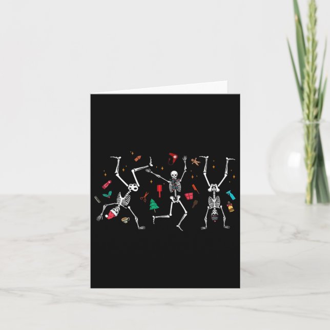 Weihnachts-Friseursalon Skelettänzerin Friseur Karte (Vorderseite)