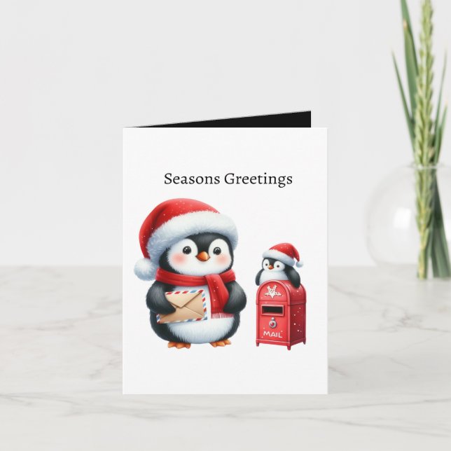 Weihnachts-Frohe Festtage-Pinguin Feiertagskarte (Vorderseite)
