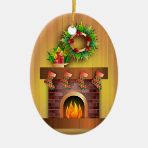 Weihnachts-Frohe Festtage Strumpf Kamin Keramik Ornament