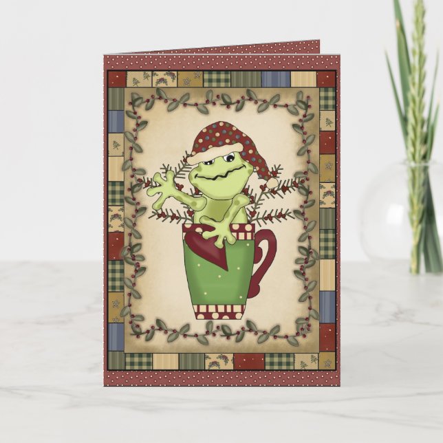 Weihnachts-Frosch-Feiertagskarte Feiertagskarte (Vorderseite)