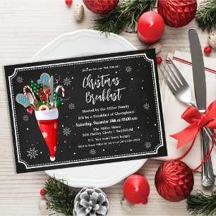 Weihnachts-Frühstücks-Essen-Abend-Einladung Einladung