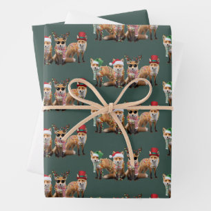 Weihnachts-Fuchs-Freunde Familie Tier Weihnachten  Geschenkpapier Set