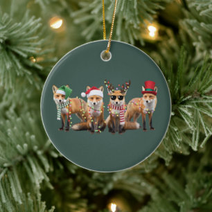 Weihnachts-Fuchs-Liebhaber Familie Tier Xmas Urlau Keramik Ornament