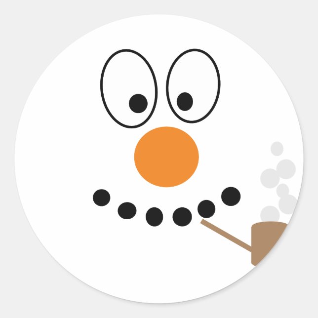 Weihnachts Funny Cartoon Snowman Face Runder Aufkleber (Vorderseite)