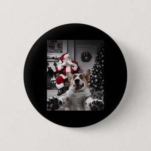 Weihnachts-Funny Cat Selfie mit dem Weihnachtsmann Button