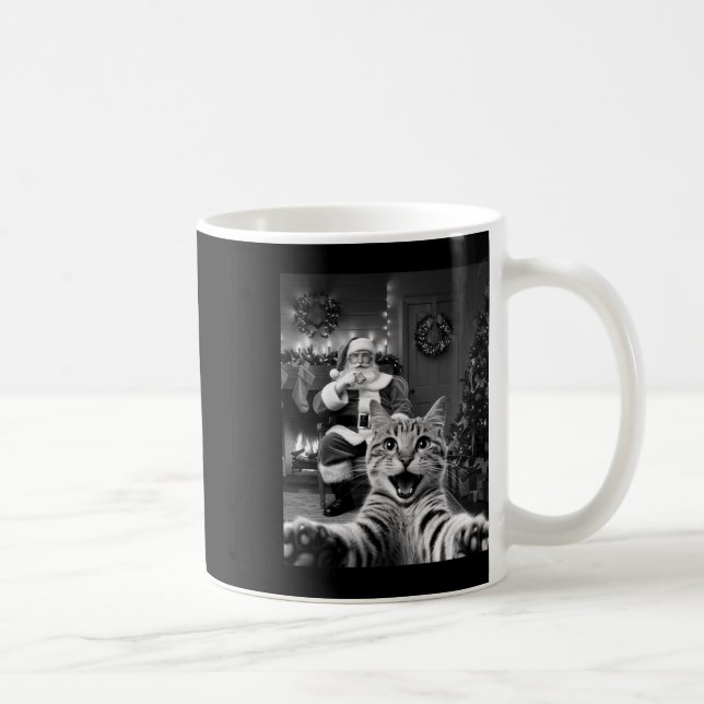 Weihnachts-Funny Cat Selfie mit dem Weihnachtsmann Kaffeetasse (Rechts)