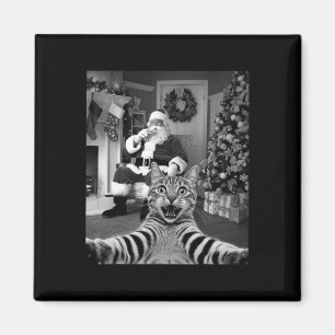 Weihnachts-Funny Cat Selfie mit dem Weihnachtsmann Magnet