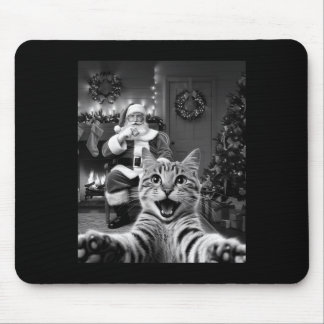 Weihnachts-Funny Cat Selfie mit dem Weihnachtsmann Mousepad