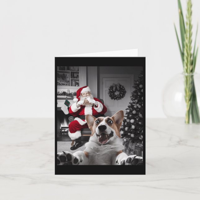 Weihnachts Funny Corgi Hund Selfie mit dem Weihnac Karte (Vorderseite)