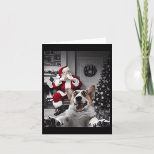 Weihnachts Funny Corgi Hund Selfie mit dem Weihnac Karte