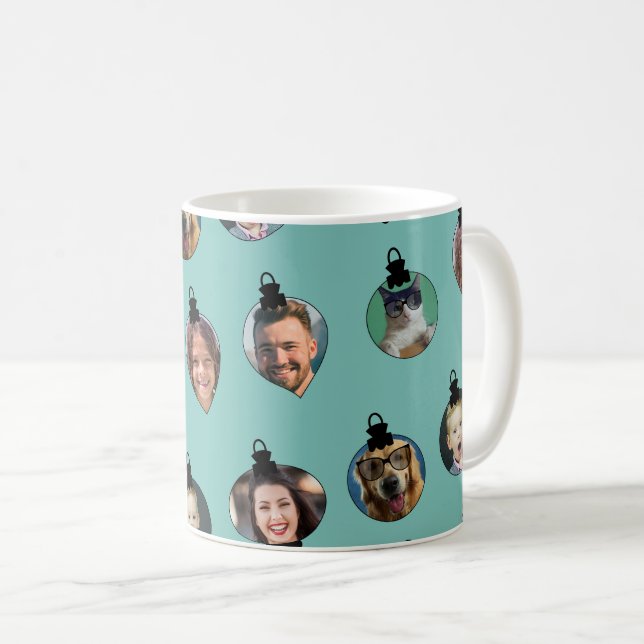 Weihnachts-Funny Family Foto Faces Ornamente Kaffeetasse (VorderseiteRechts)