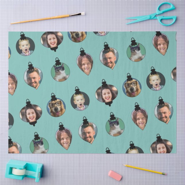 Weihnachts-Funny Family Foto Faces Ornamente Seidenpapier (Basteln)