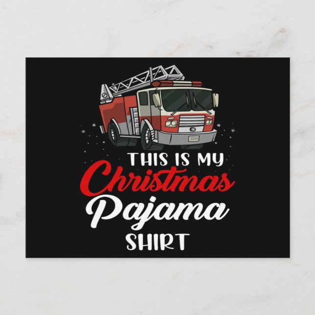 Weihnachts-Funny Firemen Pajama Feuerwehrmann Xmas Postkarte (Vorderseite)