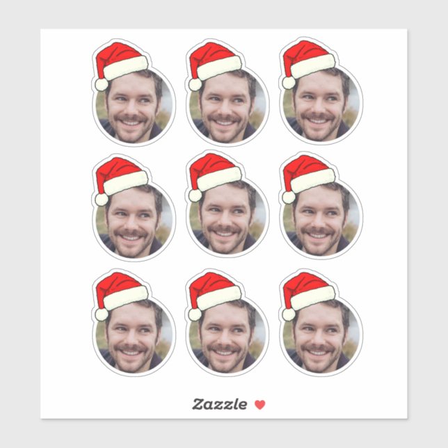 Weihnachts-Funny-Foto-Gesicht Aufkleber (Blatt)