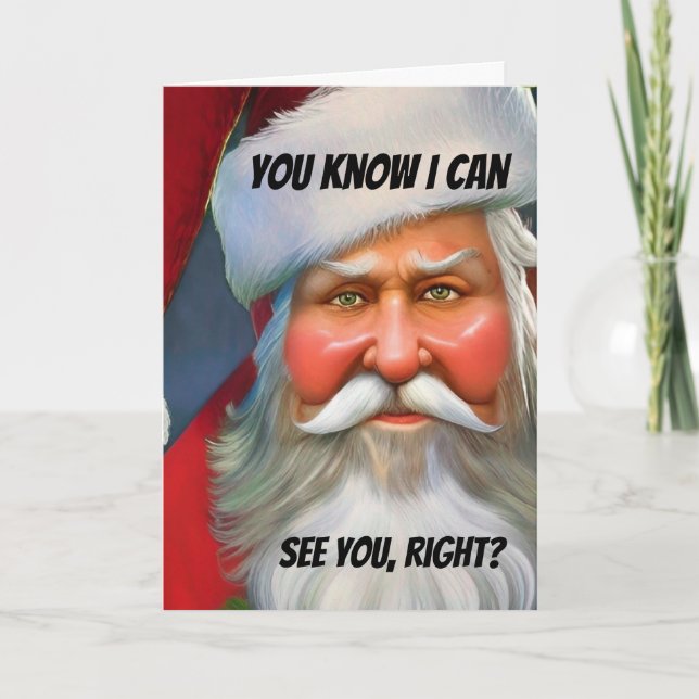 Weihnachts-Funny-Neuheit, ICH KANN SIE SEHEN. HALT Dankeskarte (Vorderseite)