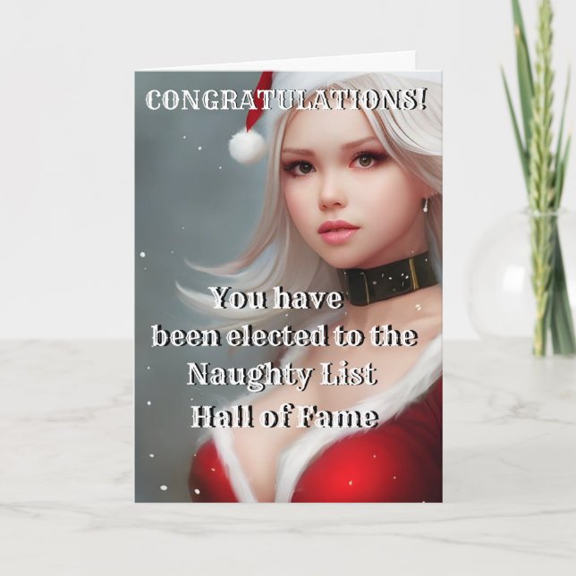 Weihnachts Funny Novelty NAUGHTY LIST HALL OF FAME Dankeskarte (Vorderseite)
