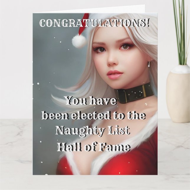 Weihnachts Funny Novelty NAUGHTY LIST HALL OF FAME Karte (Vorderseite)