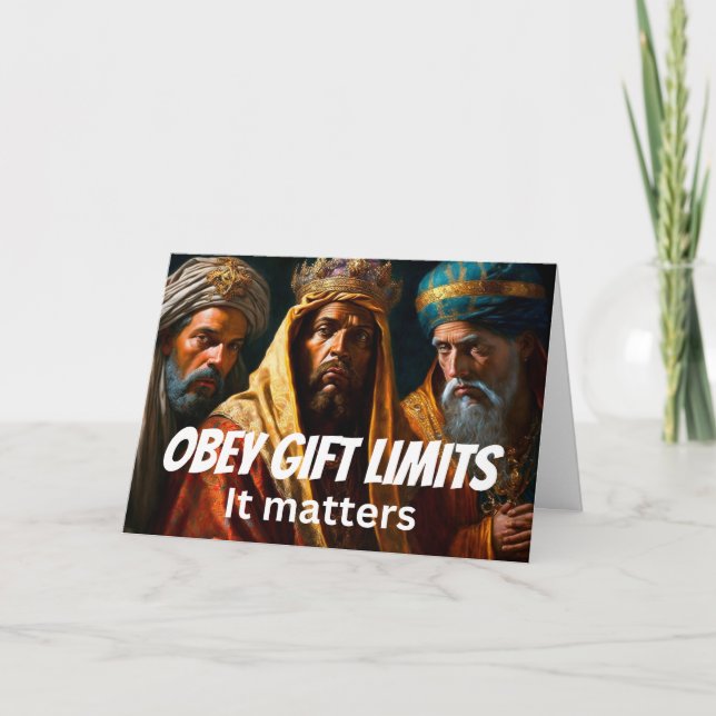 Weihnachts Funny Novelty OBEY GIFT LIMITS Dankeskarte (Vorderseite)