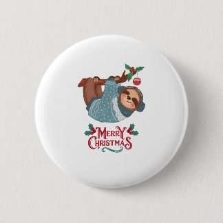 Weihnachts Funny Sloth! Button