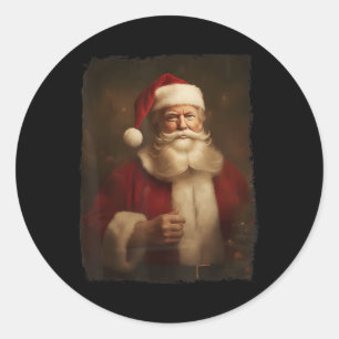 Weihnachts Funny Trump Weihnachtsklaus Retro Vinta Runder Aufkleber