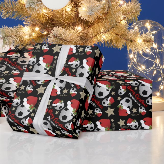 Weihnachts-Fußball Alles Star - Personalisieren Geschenkpapier (Feiertage)