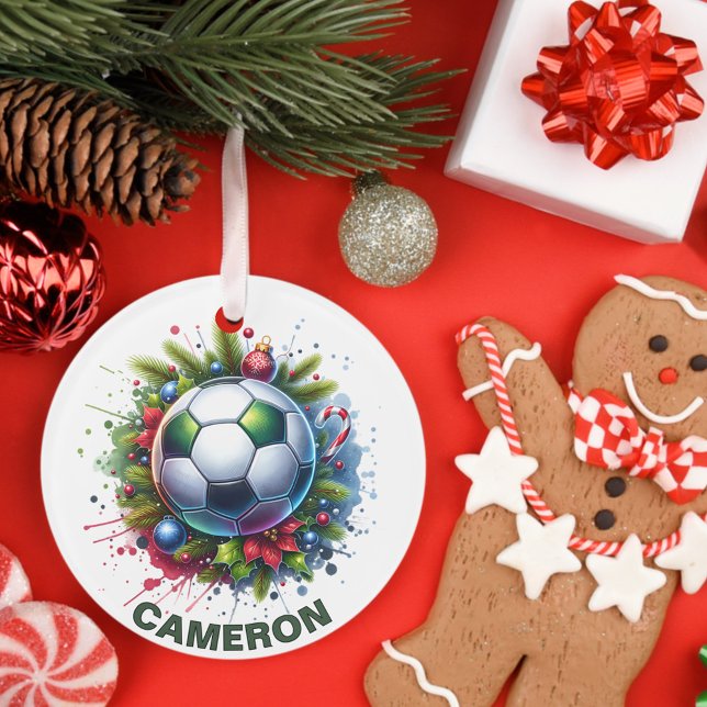 Weihnachts-Fußball-Enthusiasten Individuelle Name Ornament (Von Creator hochgeladen)