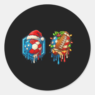 Weihnachts-Fußball-Footbyll-Tropfen-US-Flagge-Eisc Runder Aufkleber