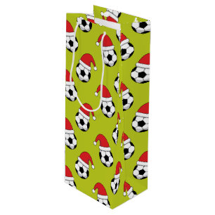 Weihnachts-Fußball mit Weihnachtsmann-Hat-Muster Geschenktüte Für Weinflaschen