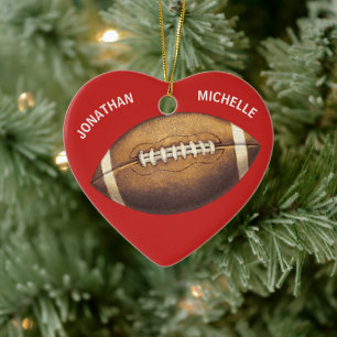 Weihnachts-Fußball-Paare Name Urlaub Keramik Ornament