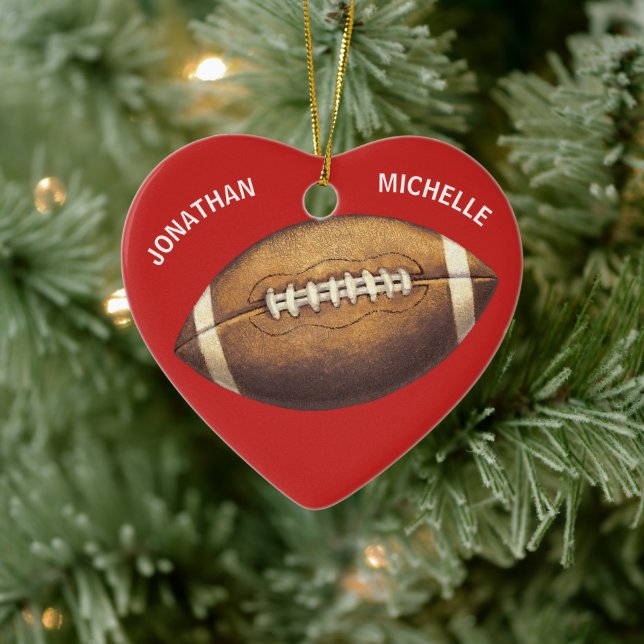 Weihnachts-Fußball-Paare Name Urlaub Keramik Ornament (Baum)